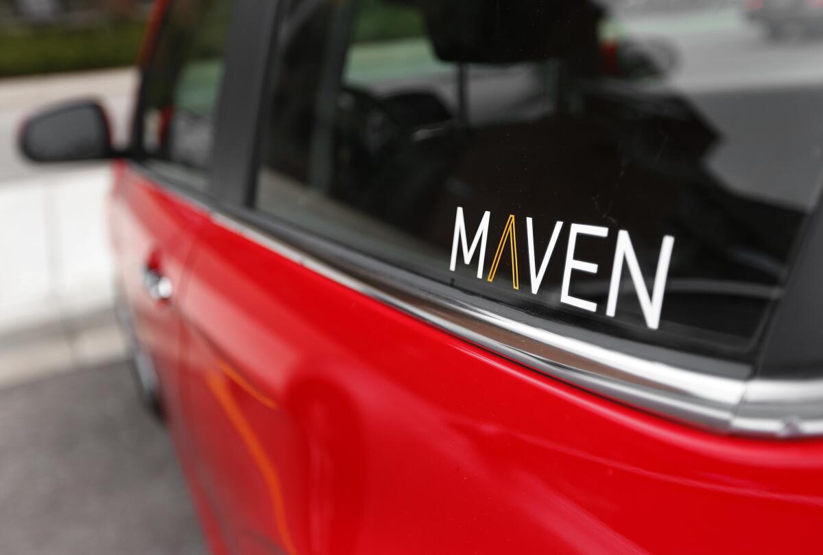 The Maven logo on a General Motors car in Ann Arbor, Mich.