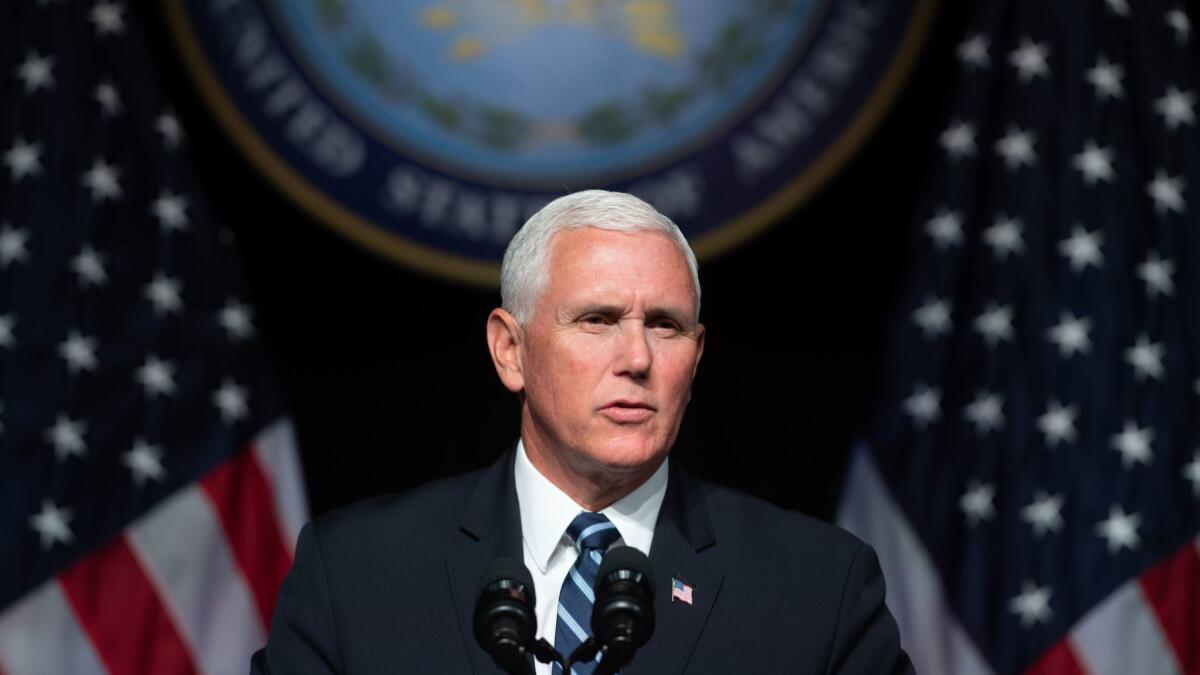 Vice President Mike Pence speaks about the Trump administration's proposal for a new "space force" at the Pentagon on Thursday.