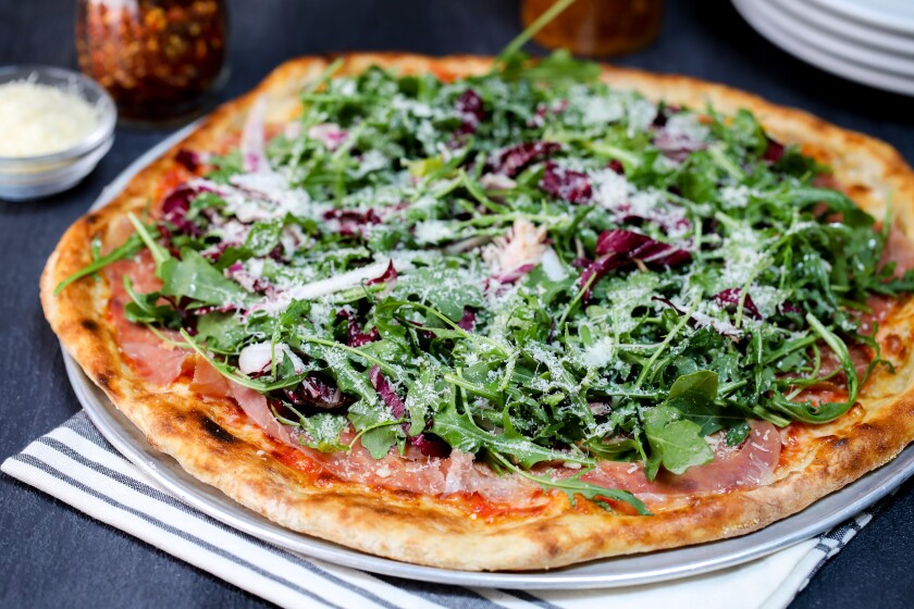 Patxi's Pizza's Proscuitto and Arugula Thin Crust pizza.