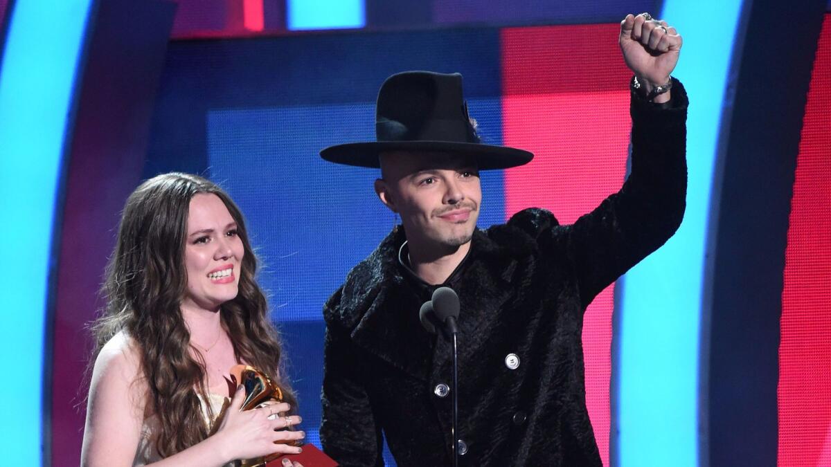 Brother-sister duo Jesse and Joy, who won the Latin Grammy for contemporary pop vocal album.