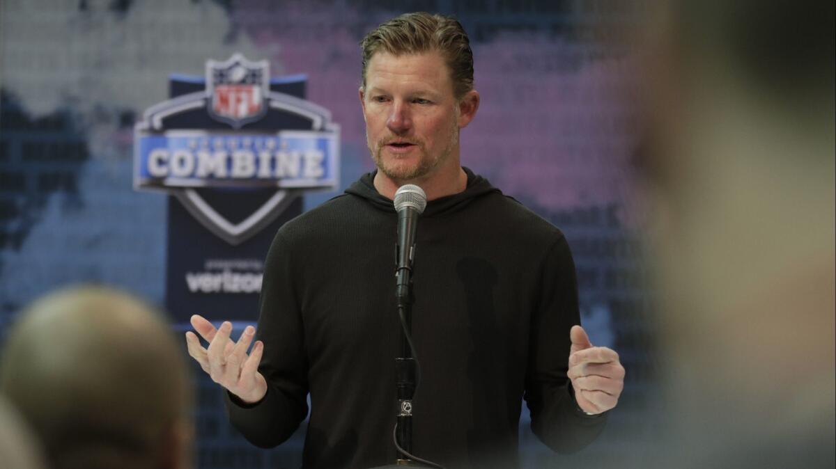Rams general manager Les Snead speaks during a news conference at the NFL scouting combine in Indianapolis on Feb. 28.