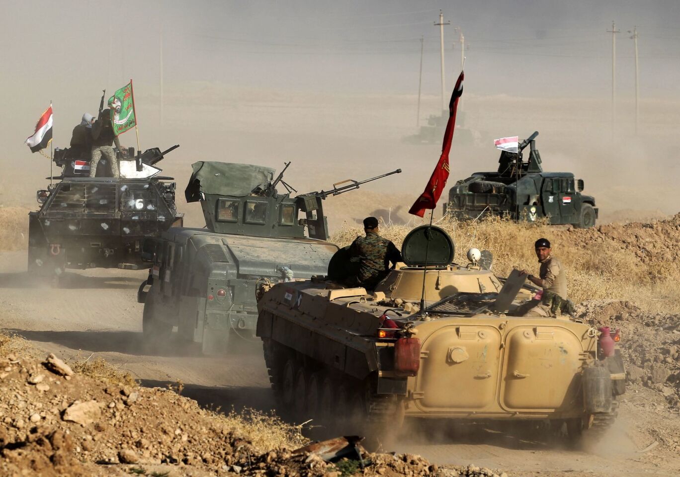 Iraqi forces head north toward Mosul on Monday, part of the operation to retake the city from Islamic State.