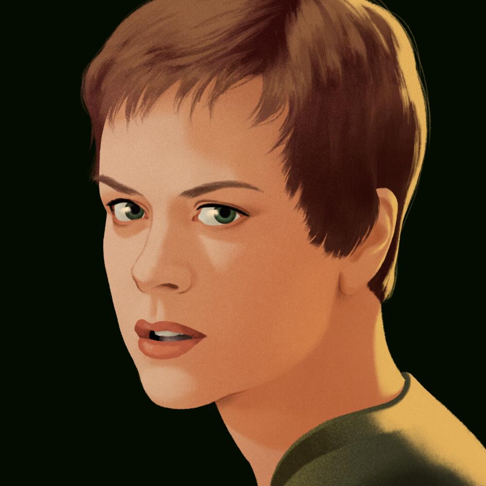 Illustrated portrait of Nicole Kidman from the movie "Birth" on a black background.