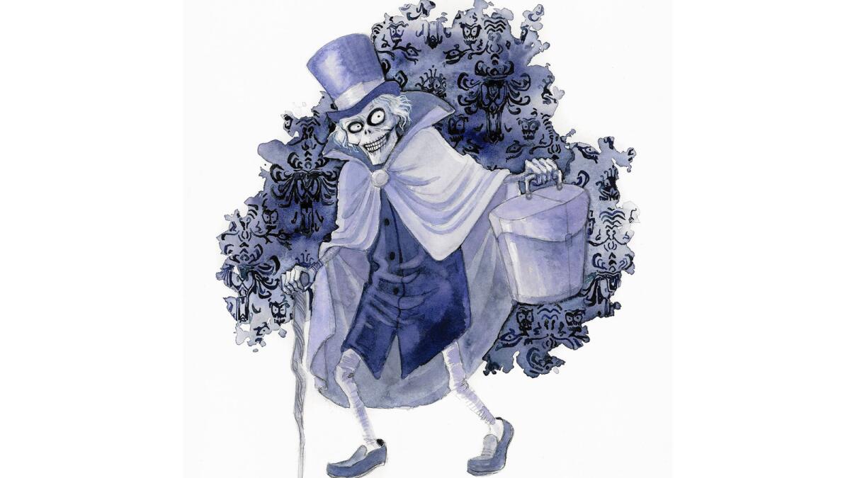 Artist's rendering of the hatbox ghost from Disneyland's Haunted Mansion.
