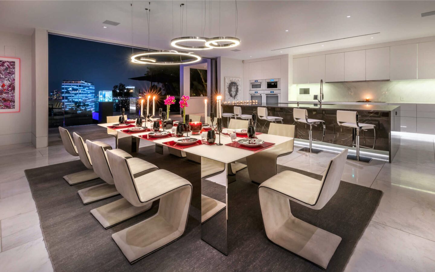 The dining area.