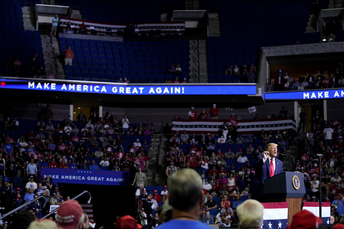 President Donald Trump at a campaign rally in Tulsa on Saturday.