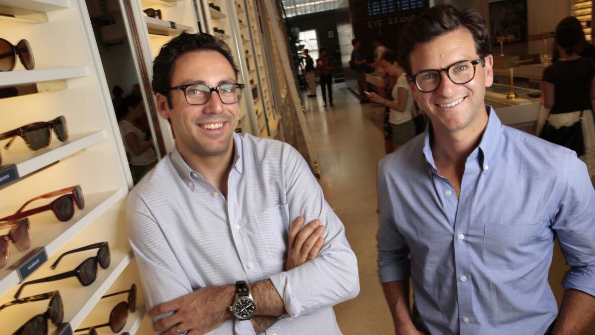 Neil Blumenthal, left, and Dave Gilboa are the co-chief executives of Warby Parker, an eyewear company whose name comes from two Jack Kerouac characters.
