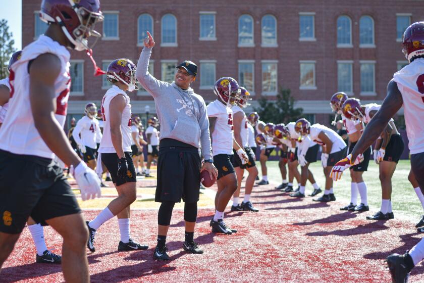 USC cornerbacks coach Donte Williams during spring football.