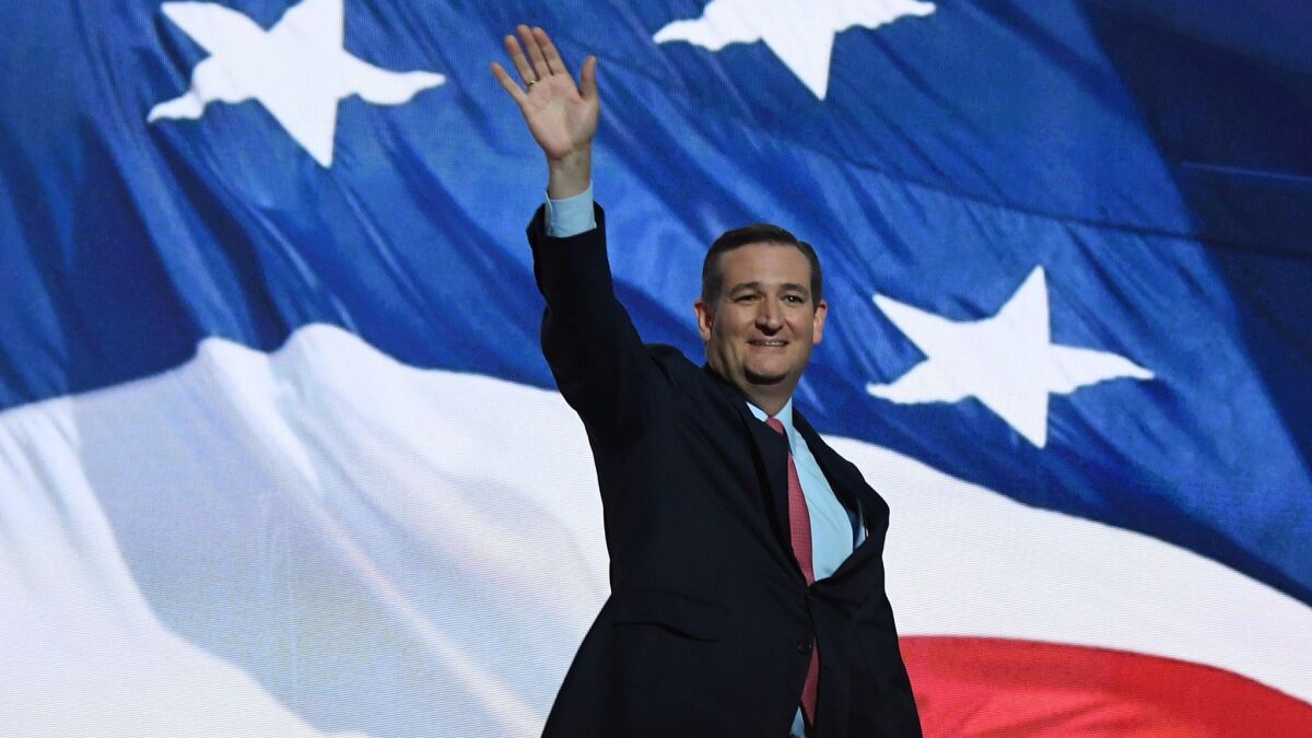 Sen. Ted Cruz onstage at the Republican National Convention.