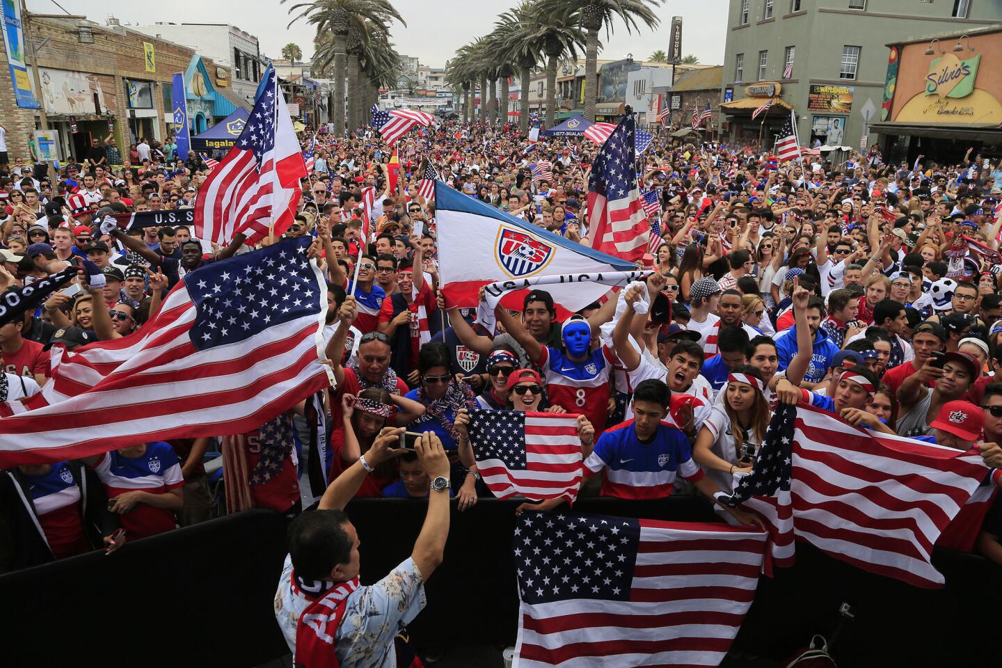 The U.S. national soccer team's 1-0 loss to Germany on Thursday wasn't an ideal outcome for the hundreds of World Cup fans gathered at the Hermosa Beach Pier, but it was tempered by the fact that the U.S. team will still be moving on to the knockout stage.