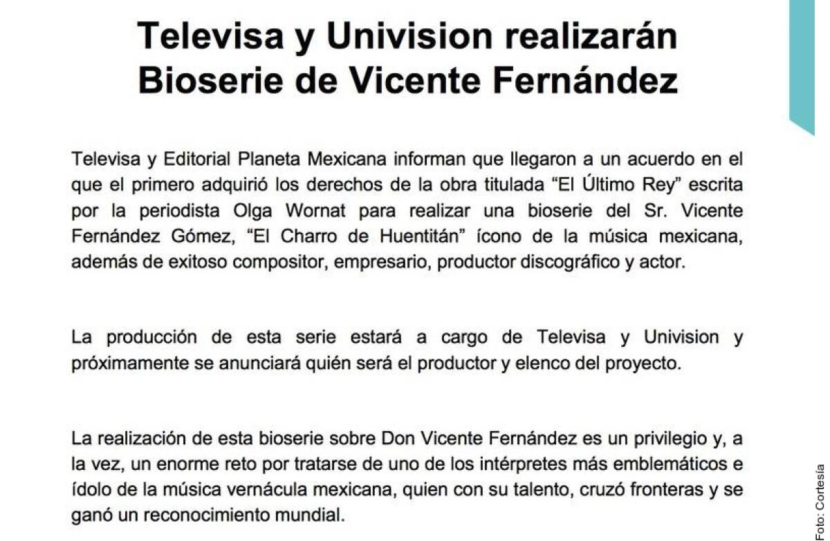 En el comunicado de Televisa- Univision confirman que adquirieron 