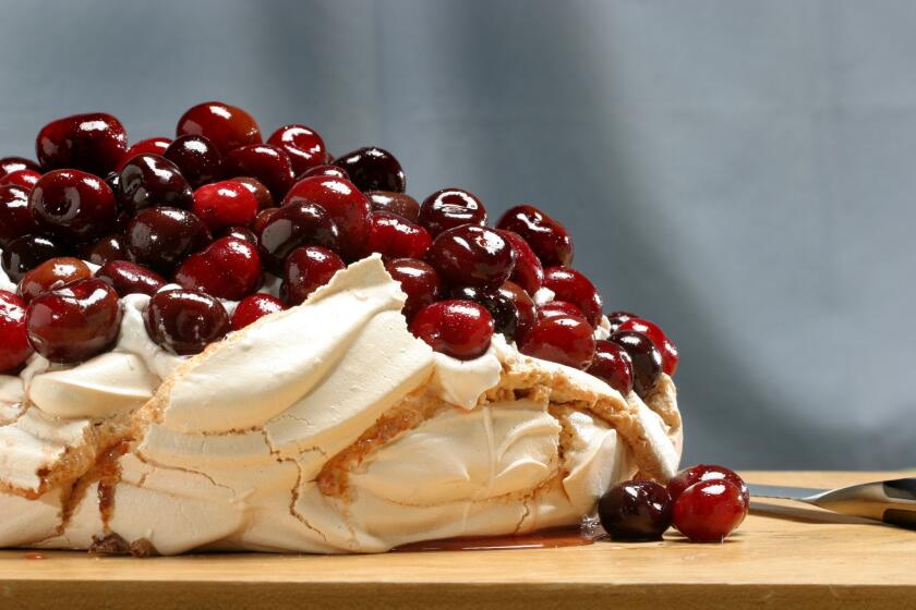 Recipe: Roasted cherry pavlova with cinnamon whipped cream