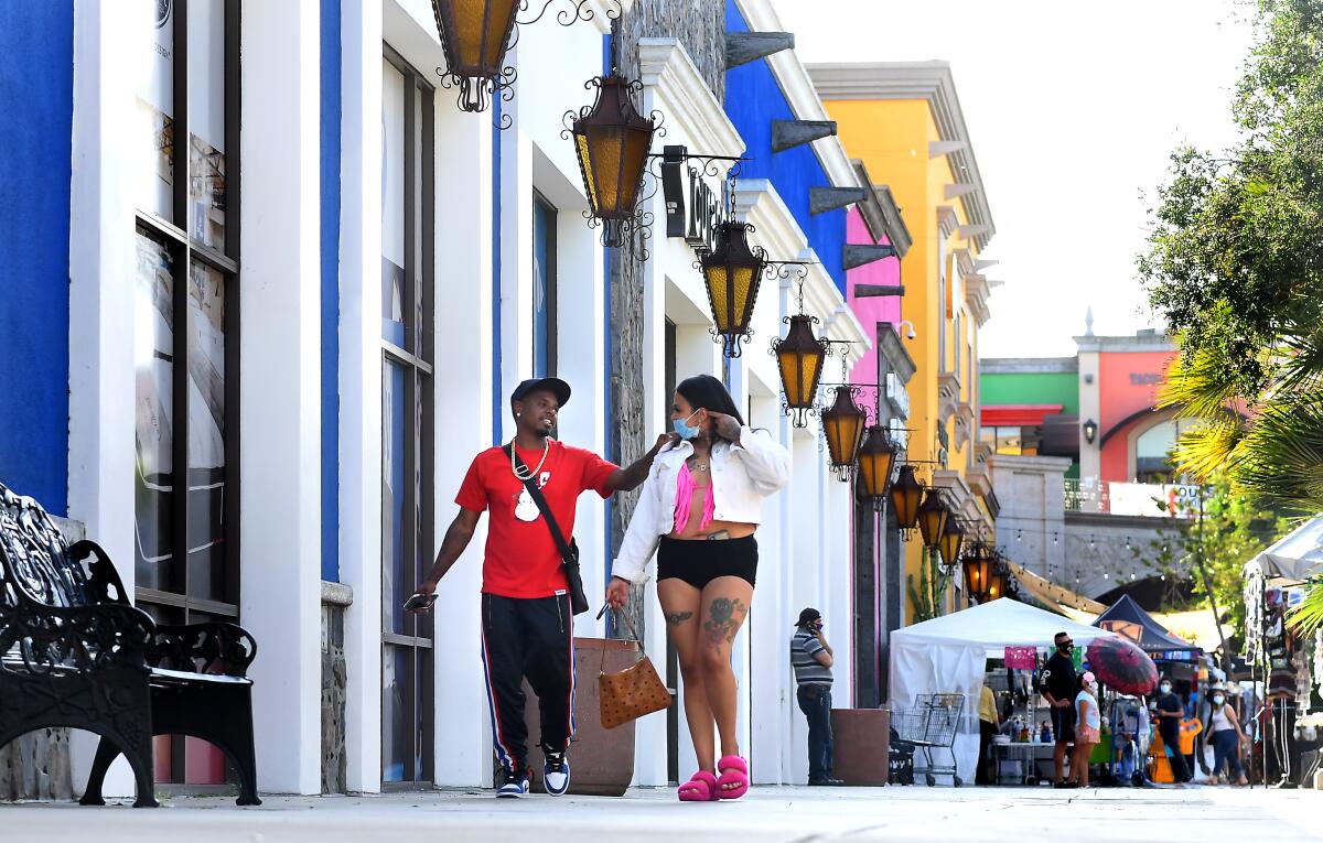 Customers walk at the Plaza Mexico in Lynwood