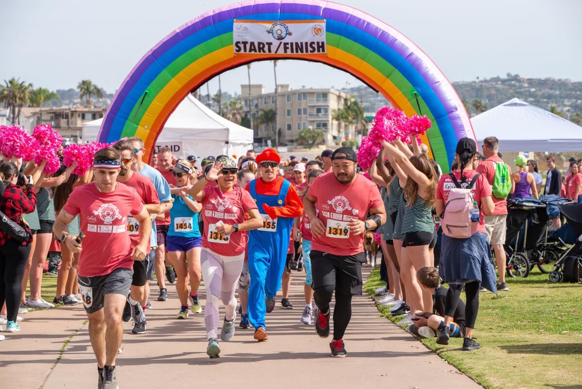 Participants run in GiGi's Playhouse San Diego's San Diego Donut Run 2019.