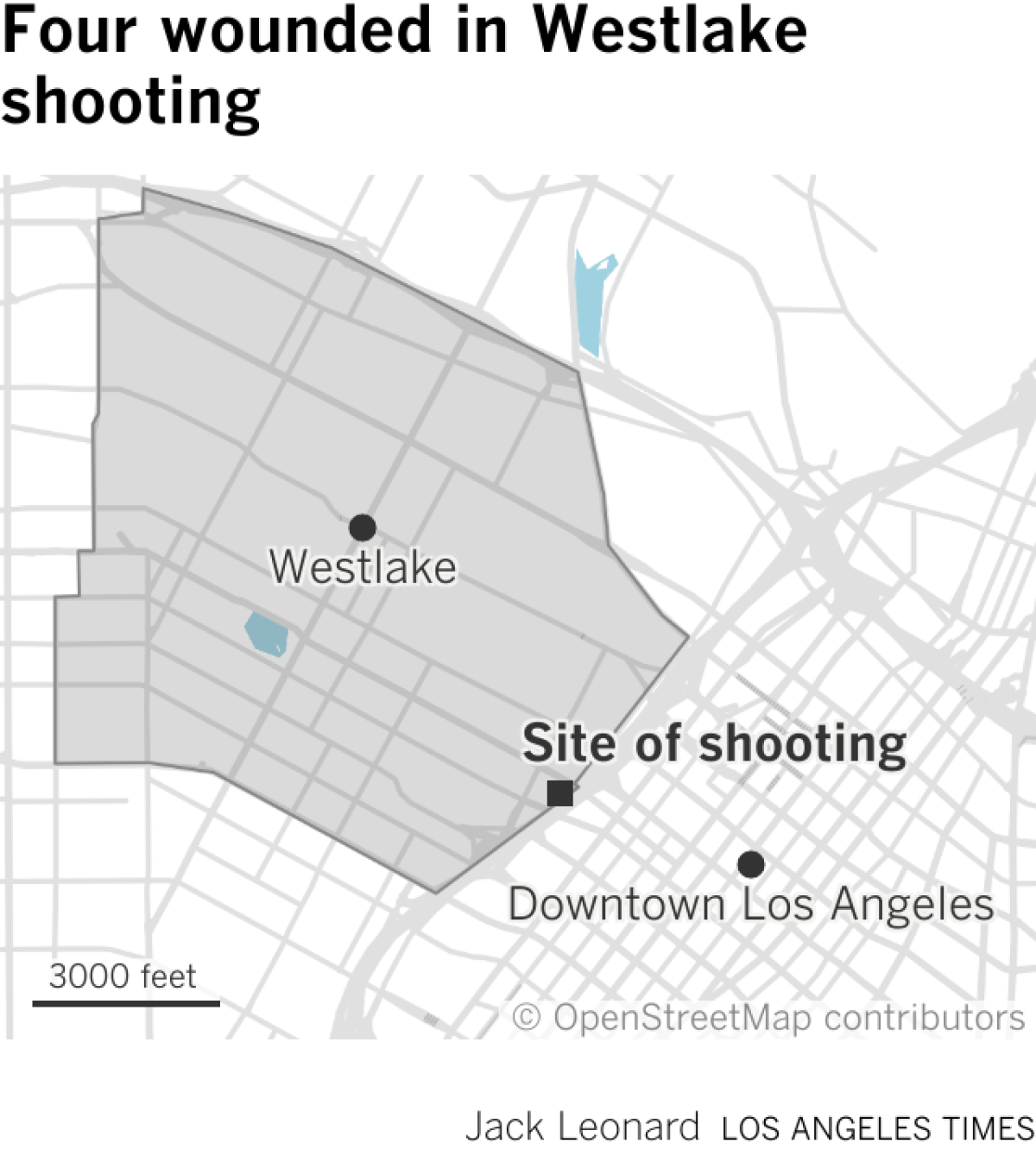 Map of the site of a shooting early Saturday in Westlake.