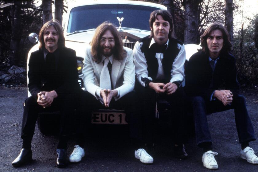 The Beatles during a photo session in Twickenham, 9 April 1969.