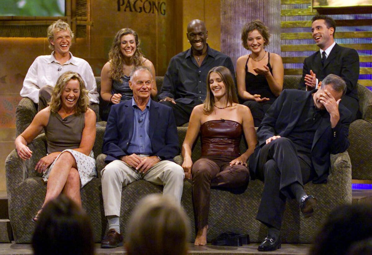 Rudy Boesch, bottom row, second from left, shown with fellow "Survivor" contestants in 2000.