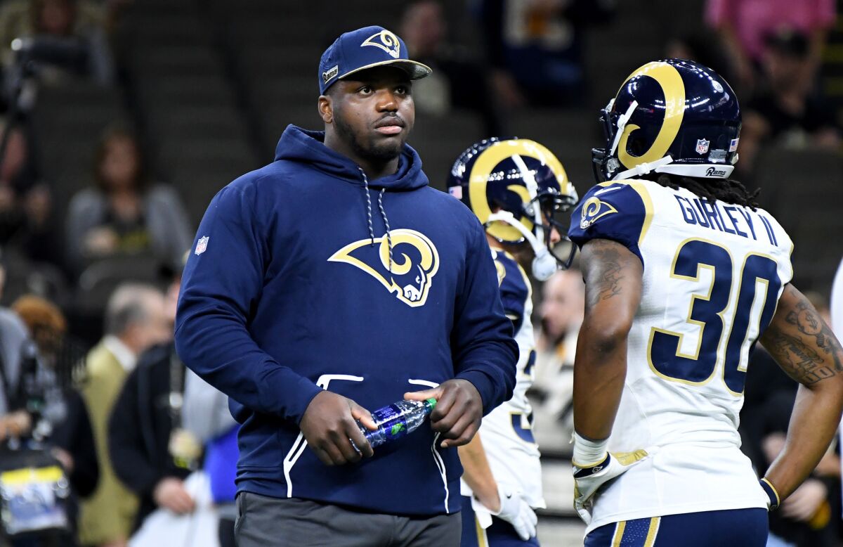 Rams Greg Robinson did not suit up for the Rams-Saints game.