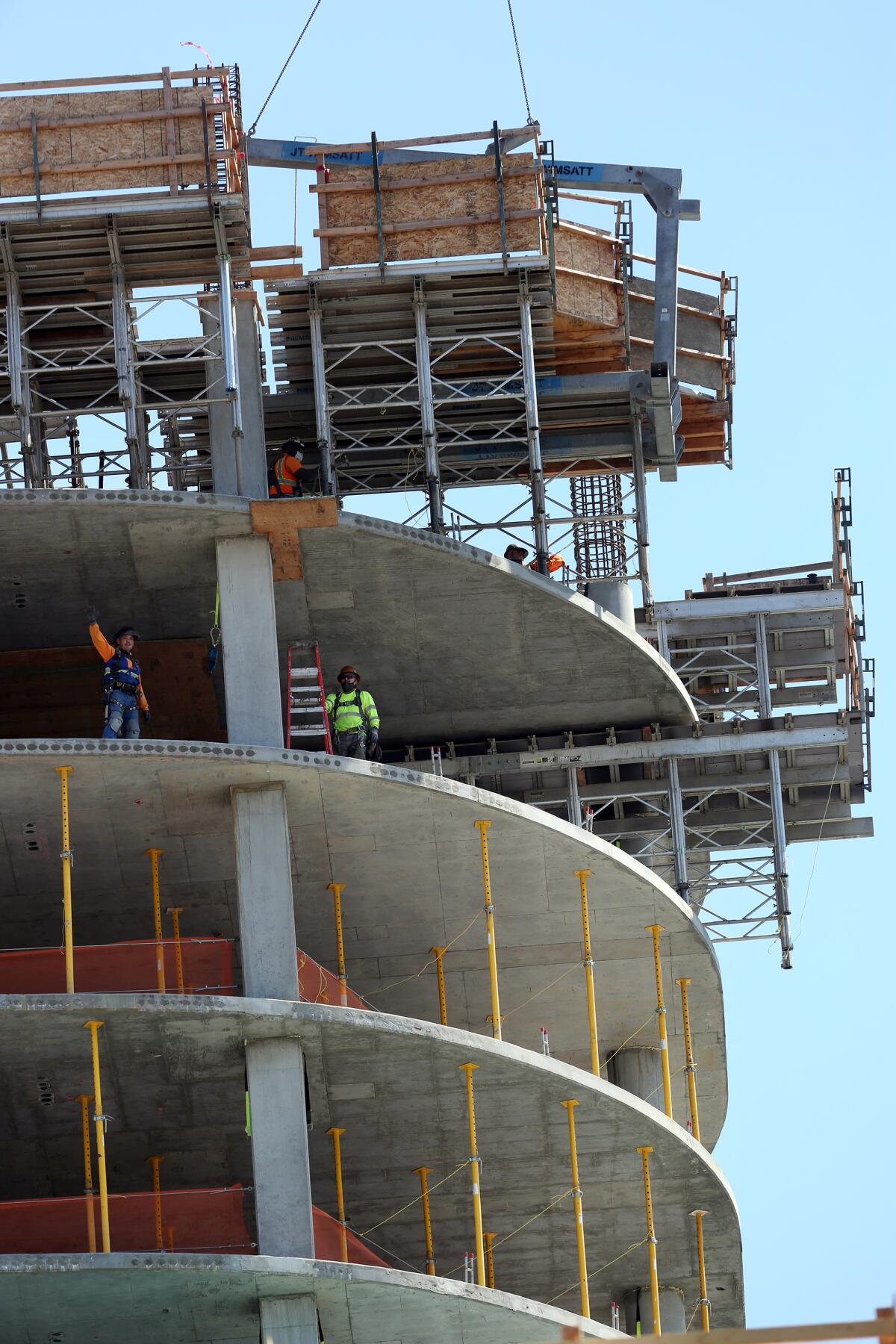 An apartment complex under construction in Koreatown.