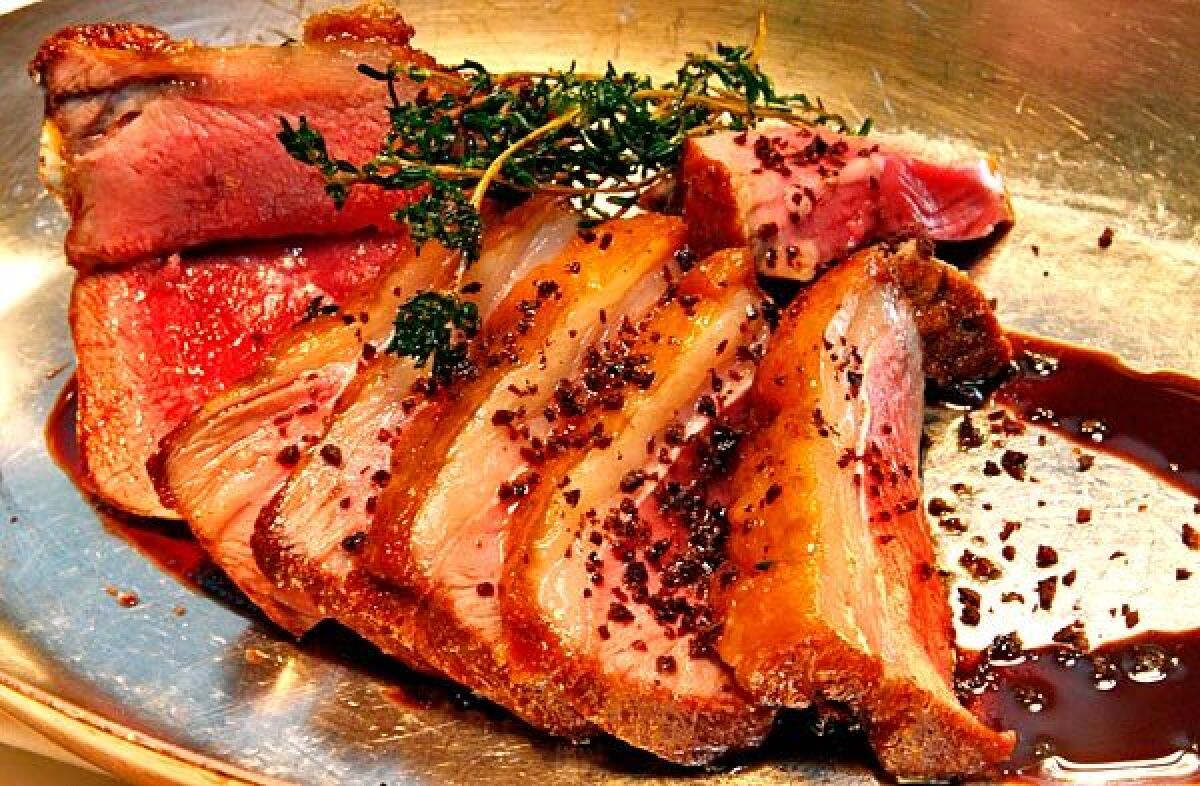 The Ellensburg roasted lamb sirloin is served sliced off the bone in its own juices.