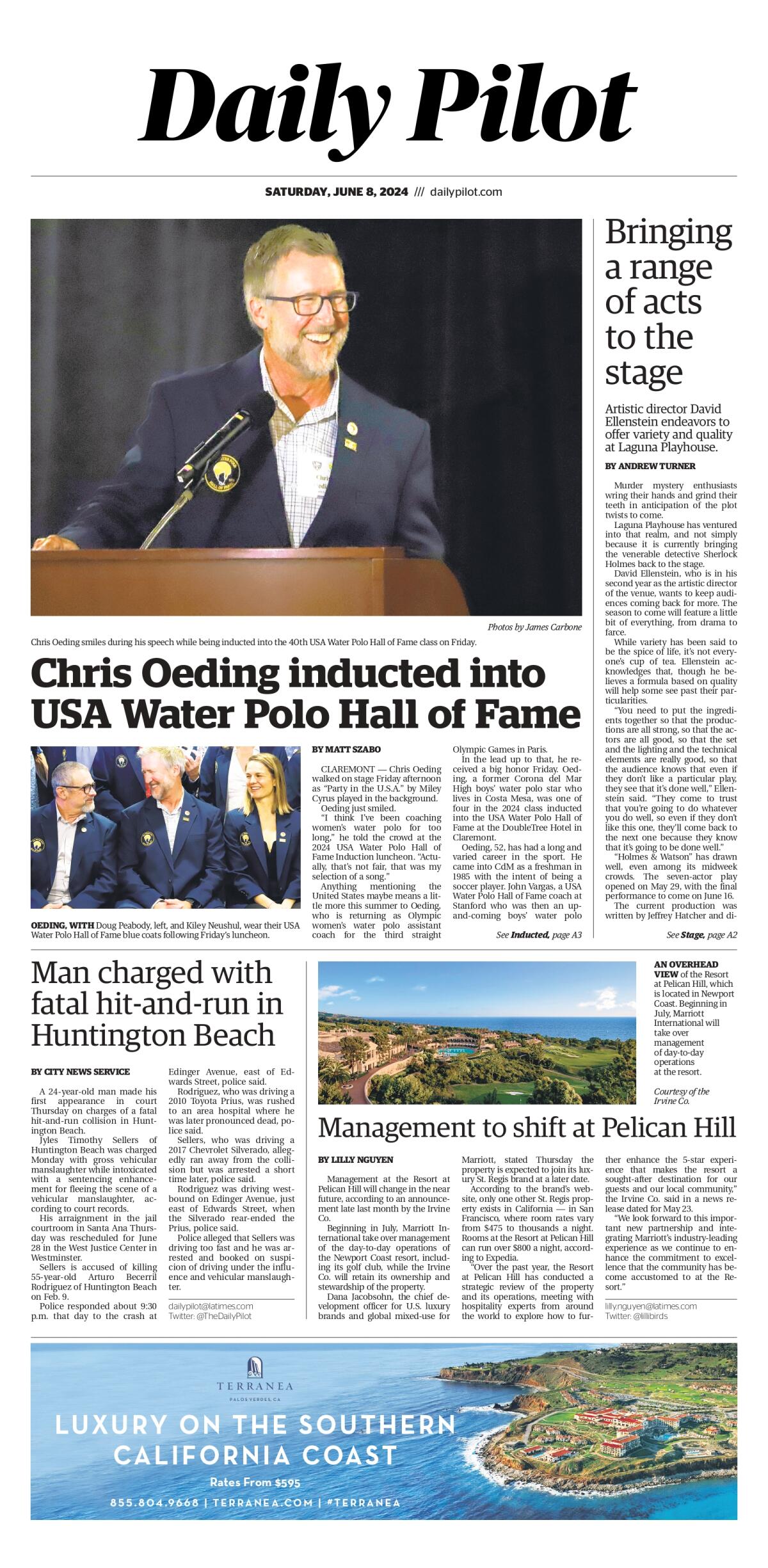 Front page of the Daily Pilot e-newspaper for Saturday, June 8, 2024.