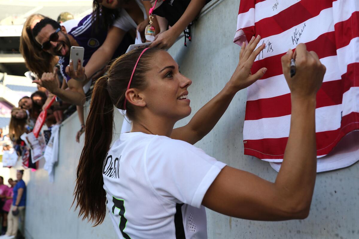 Alex Morgan and her U.S. women's soccer teammates compete today in Rio.