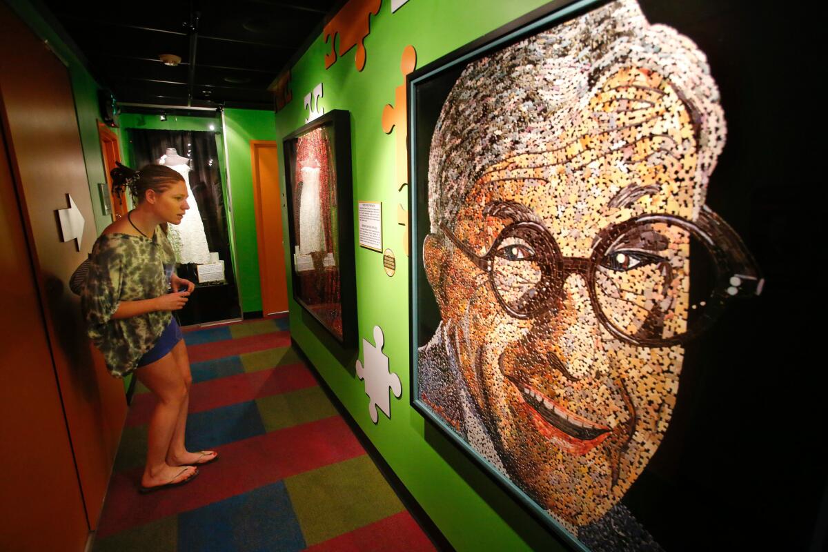 A jigsaw puzzle of actor George Burns, right, on display at Ripley's Believe It or Not! in Hollywood.