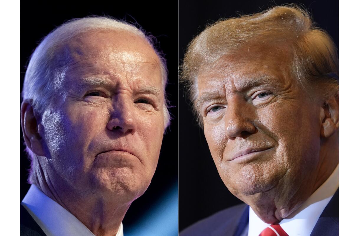 El presidente Joe Biden (i) en una foto tomada el 5 de enero de 2024, y el expresidente Donald Trump
