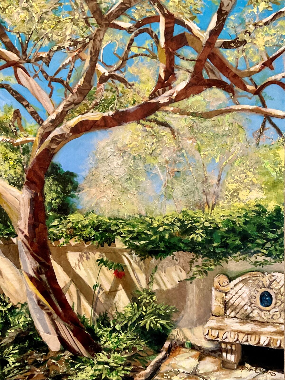 The poster art for the 2023 Secret Garden Tour of La Jolla is inspired by a garden featured on a previous tour.