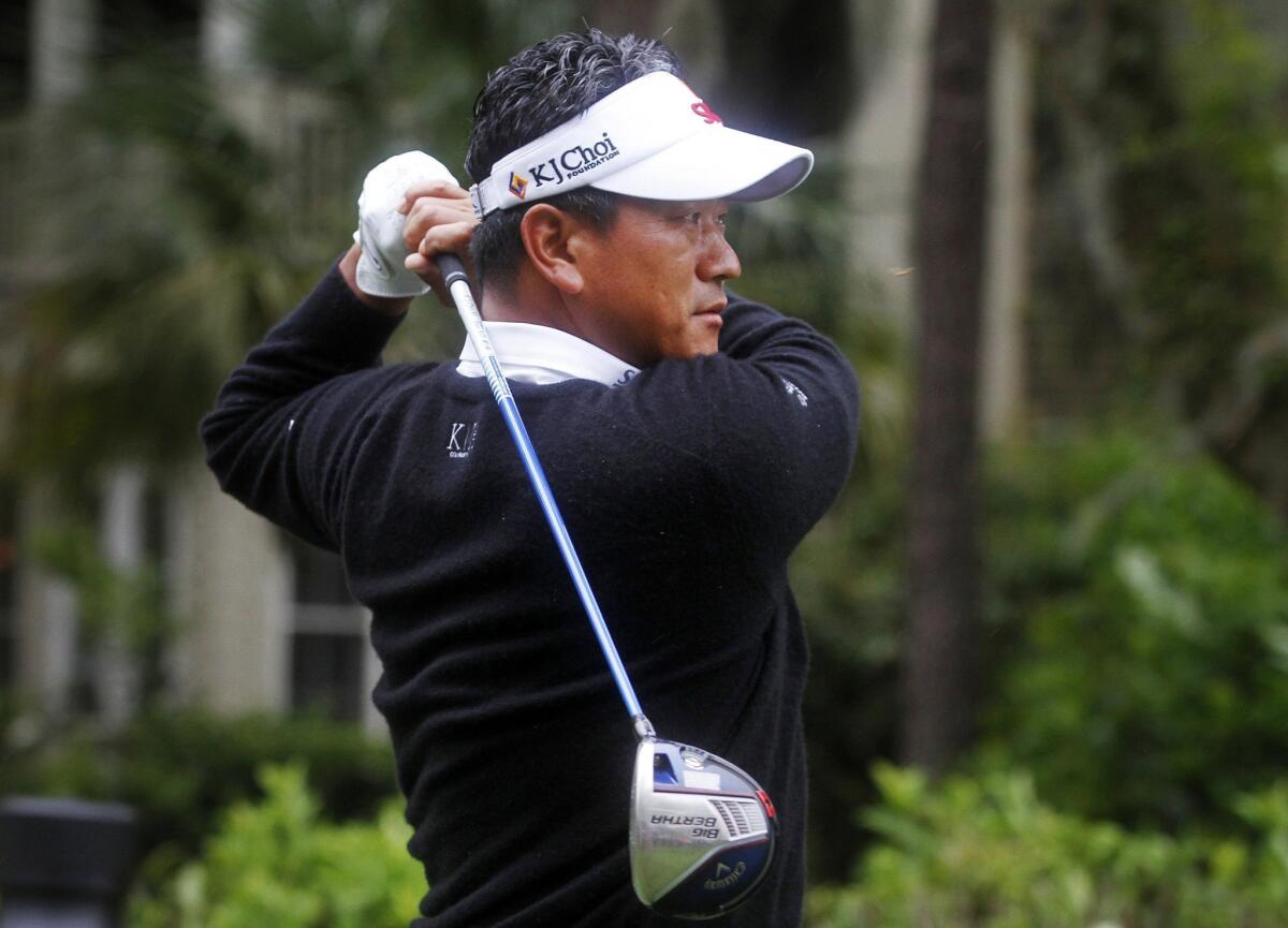 K.J. Choi tees off at No. 15 during the second round of the RBC Heritage on Friday at Harbour Town Golf Links.