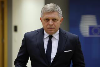 FILE - Slovakia's Prime Minister Robert Fico arrives to a round table meeting at an EU summit in Brussels, Feb. 1, 2024. Slovakia’s government approved a package of measures on Wednesday June 12, 2024, that are designed to boost security for leading politicians and some others following an attempt to assassinate populist Prime Minister Robert Fico. (AP Photo/Geert Vanden Wijngaert, File)