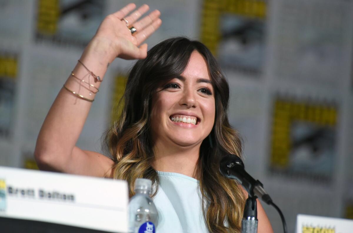 Chloe Bennet at the Marvel panel for "Agents of S.H.I.E.L.D." at Comic-Con International.