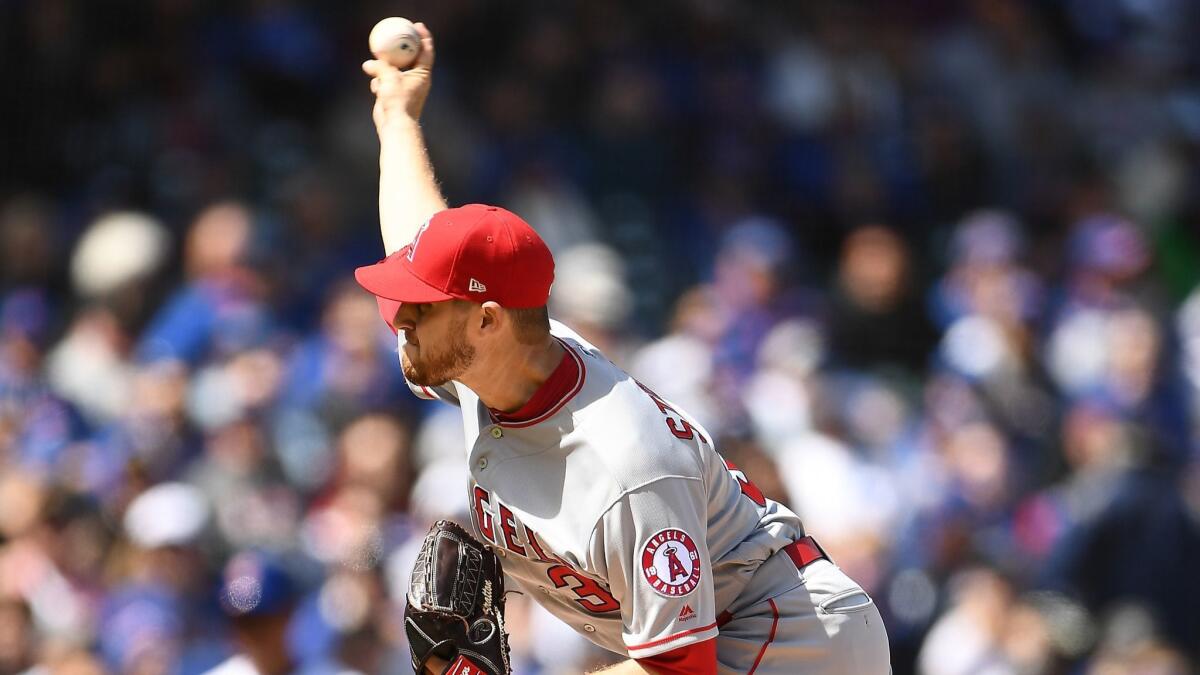 Angels starter Chris Stratton gave up two runs in 4 2/3 innings.