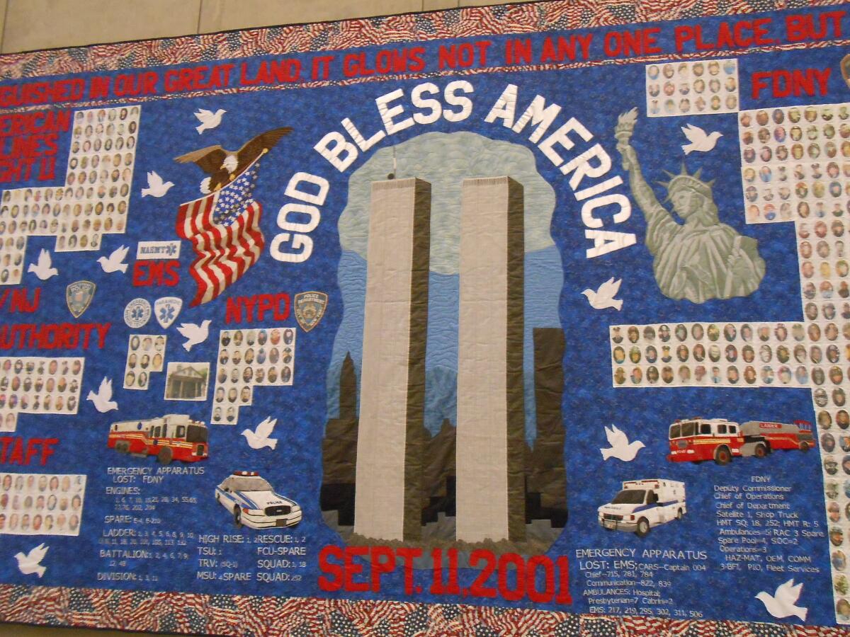 A quilt on display at the National 9/11 Memorial Museum in New York. The museum opened in May.
