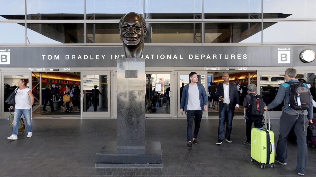 The passenger infected with measles landed at Los Angeles International Airport and passed through Terminal B on Feb. 21.