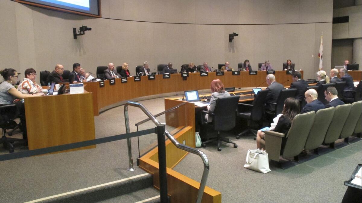 The California Public Employees' Retirement System board meets in Sacramento in 2016.