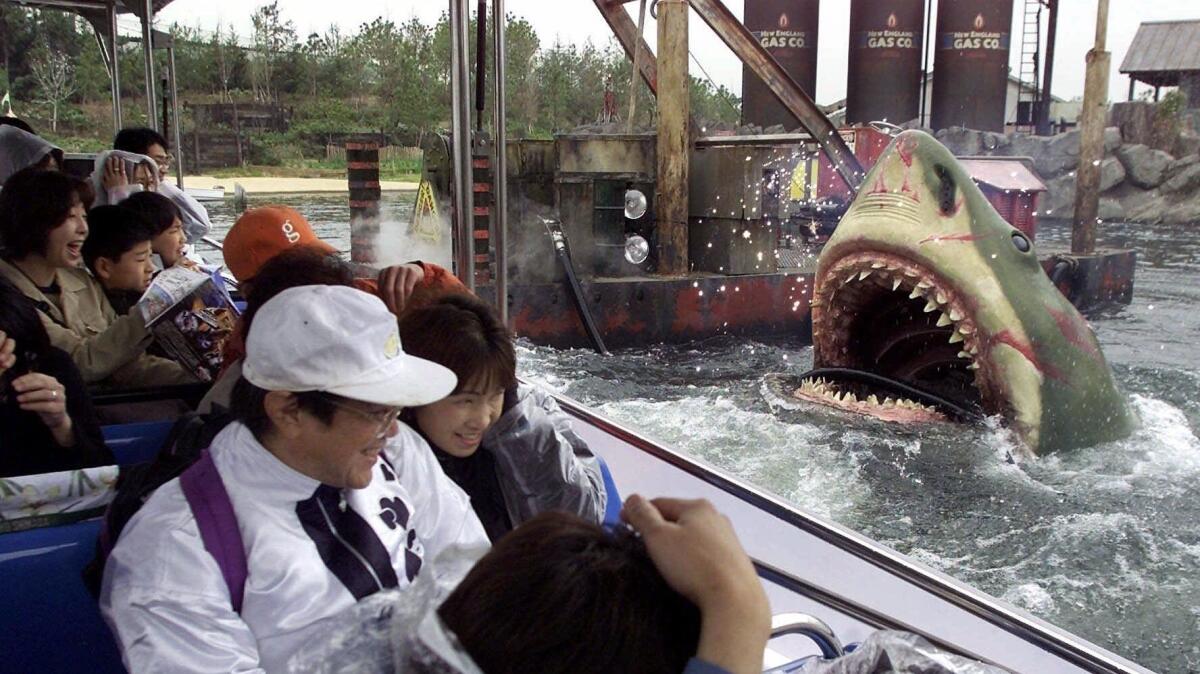 Shortly after the 2001 opening of Universal Studios Japan, guests experience a shark attack in one of the park's attractions.