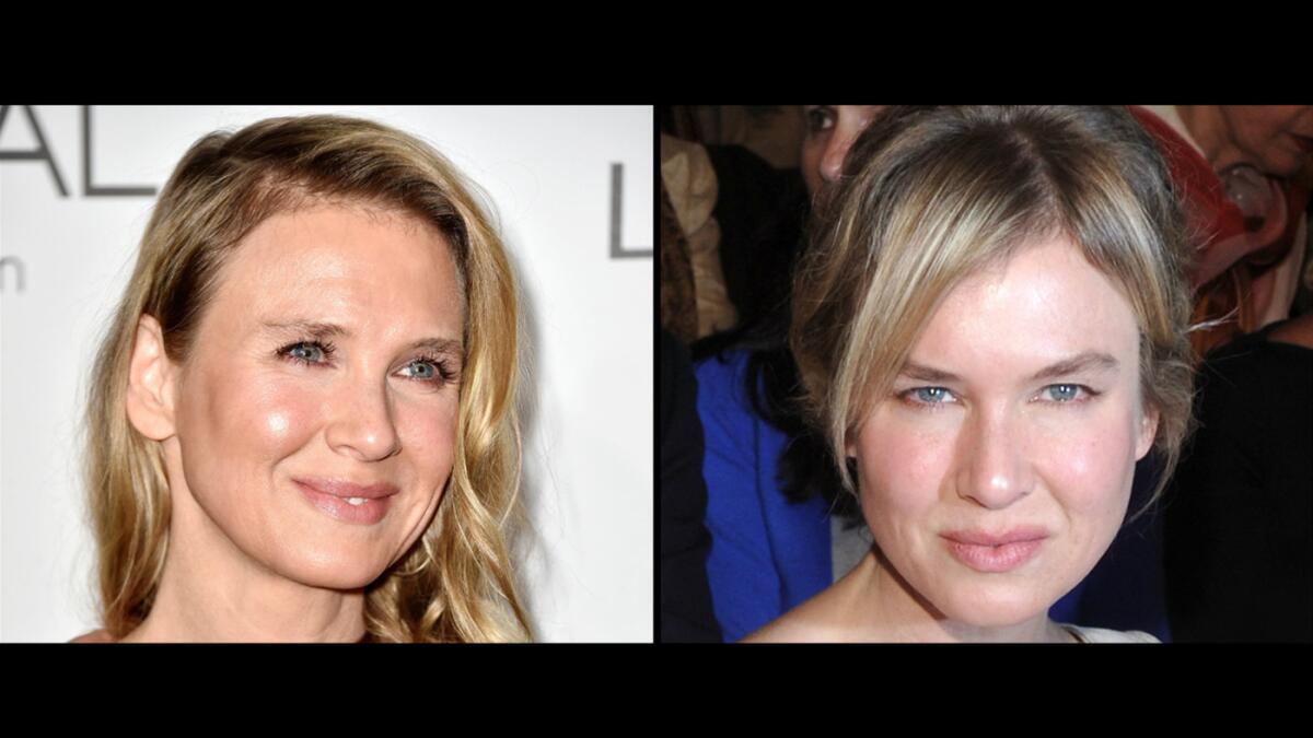 Renee Zellweger, shown left at Elle's Women in Hollywood Awards on Oct 20, and right in September 2011 at Carolina Herrera's New York Fashion Week show.