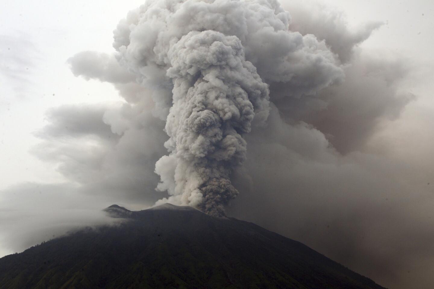 Mount Agung volcano erupts in Karangasem, Bali, Indonesia, on Nov. 28, 2017.
