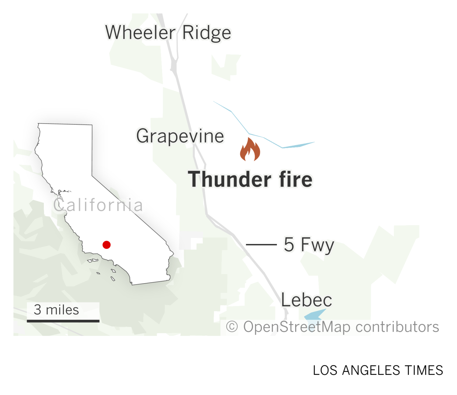 Kern County fire likely sparked by lightning grows to 2,300 acres, could threaten Interstate-5