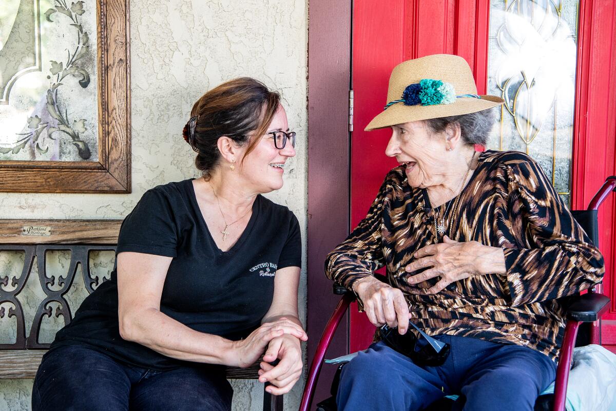 Bernadette Helton, left, alongside her mother and owner of Centro Basco, 89-year-old Monique Berterretche. The restaurant has been in their family since 1970.