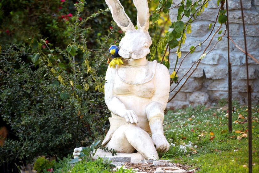 A ceramic sculpture by Janell Lewis called "Rabbit" that will be part of a Clayfornia exhibit at the California Botanic Gardens Nov. 8 - April 18.