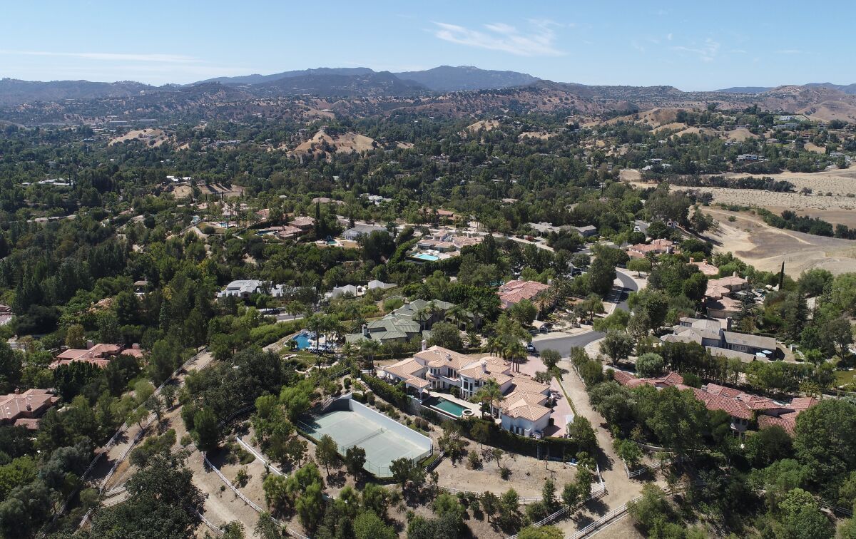 Aerial image of the wealthy enclave of Hidden Hills