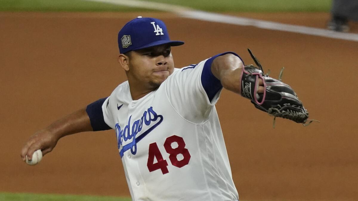 Julio Urias Authentic Game-Used Jersey from 8/28/20 Game @ TEX - Size 48