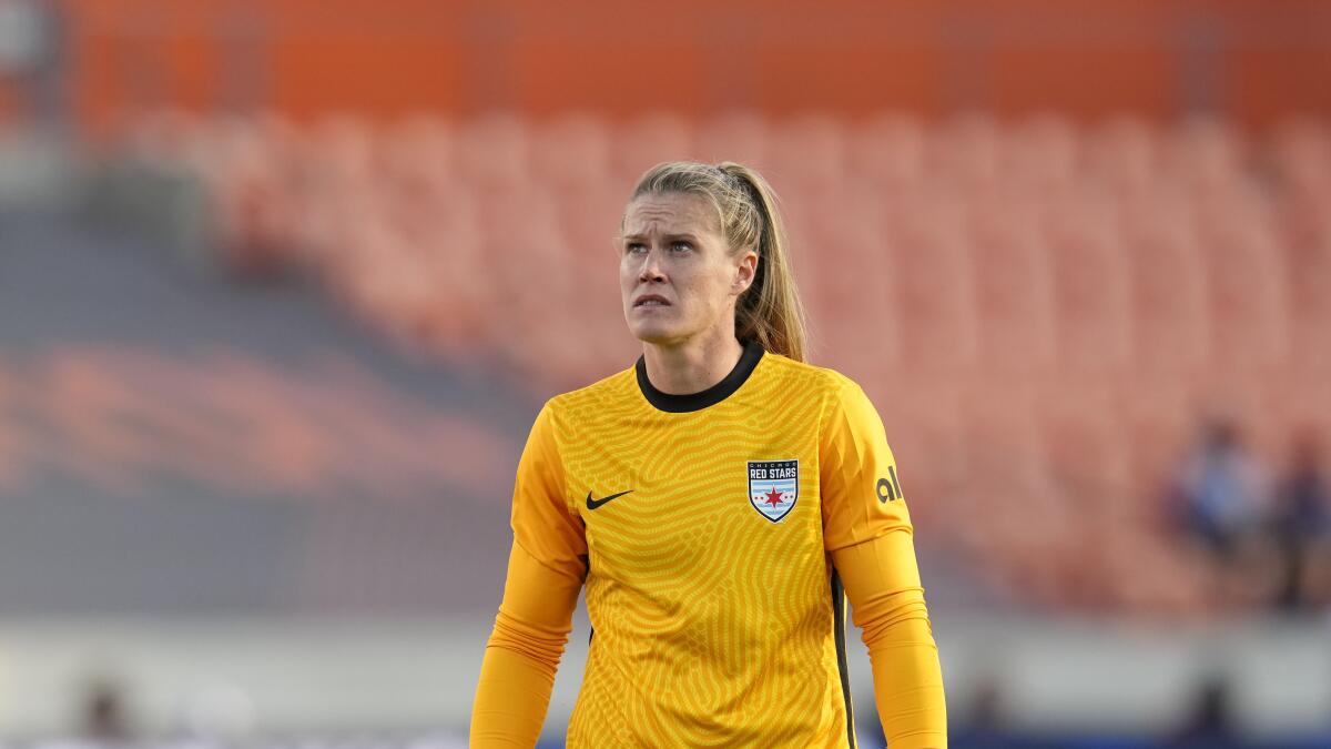 Chicago Red Stars goalkeeper Alyssa Naeher during an NWSL Challenge Cup match.