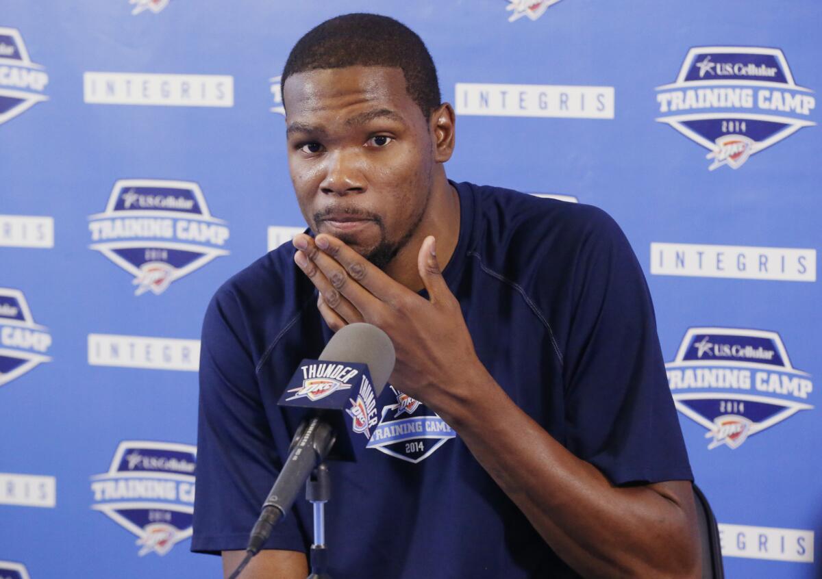 Oklahoma City Thunder star Kevin Durant will be a free agent in 2016.