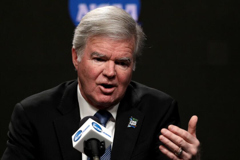 MINNEAPOLIS, MINNESOTA - APRIL 04: President of the National Collegiate Athletic Association Mark Emmert speaks to the media ahead of the Men's Final Four at U.S. Bank Stadium on April 04, 2019 in Minneapolis, Minnesota. (Photo by Maxx Wolfson/Getty Images)