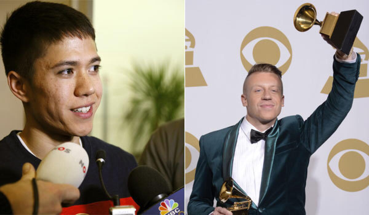 U.S. speedskater J.R. Celski hopes to continue the gold rush started by his pal Macklemore at last month's Grammys.