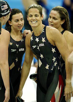 Dara Torres with teammates