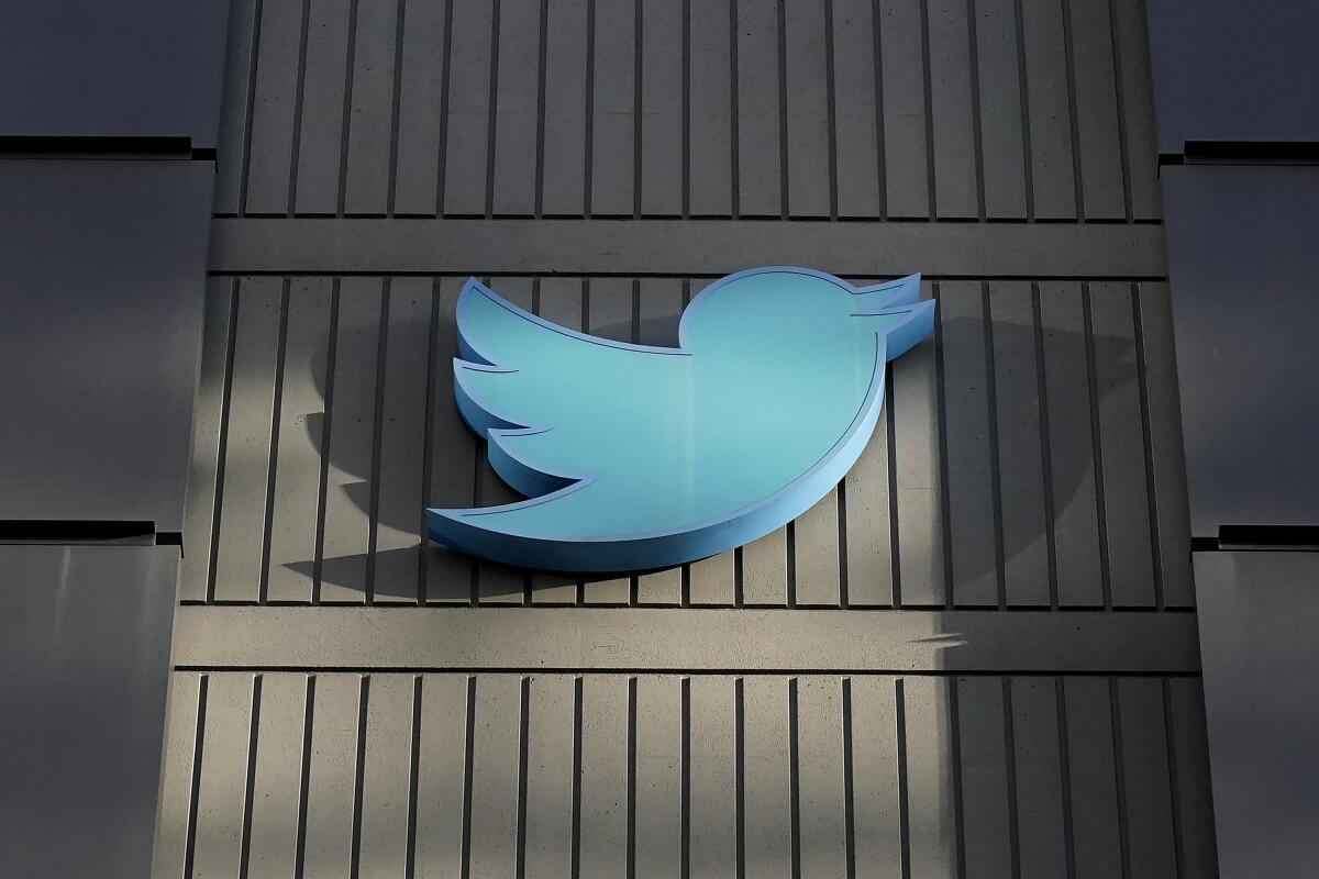 A Twitter logo is prominent at the company's headquarters in San Francisco.